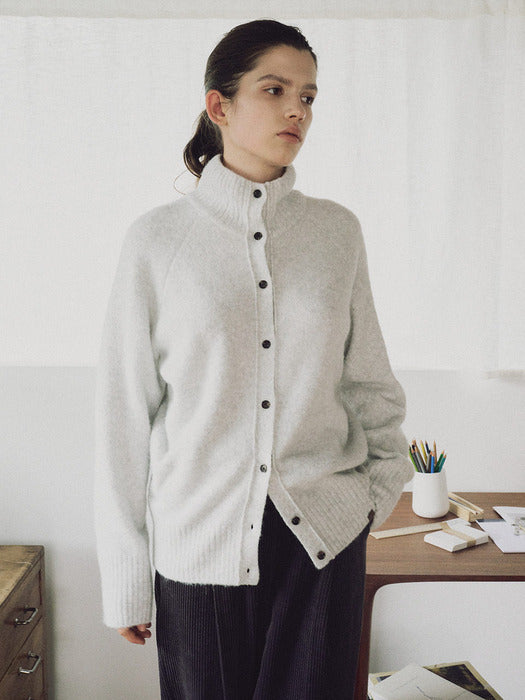 Loeuvre High-neck Wool Cardigan