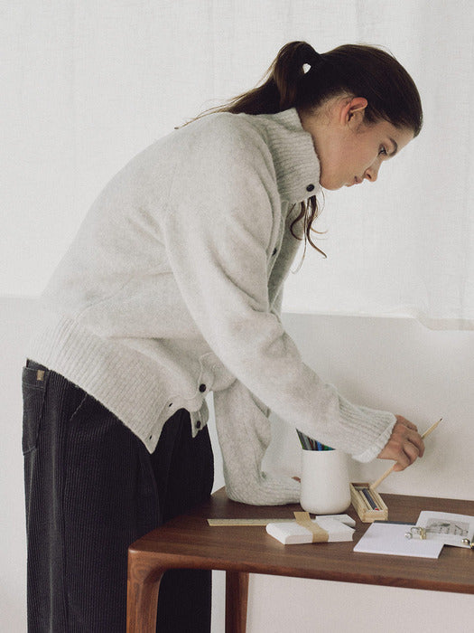 Loeuvre High-neck Wool Cardigan