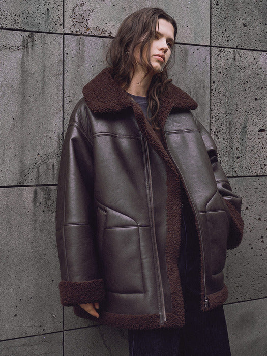 loeuvre Oversized Shearling Mouton Jacket SM5WJ404-93