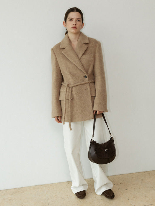 loeuvre Boucle Belted Tailored Jacket SW5WJ411_2color - View 3