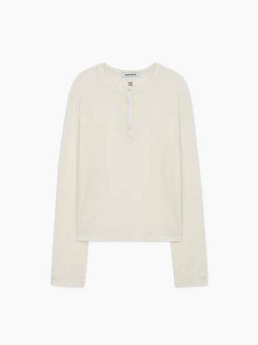 [MARGESHERWOOD] HENLEY NECK LONG SLEEVE T-SHIRT_ivory