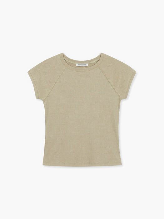 [MARGESHERWOOD] RIBBED RAGLAN T-SHIRT_beige