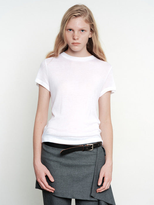 [MARGESHERWOOD] BASIC SHEER T-SHIRT_white