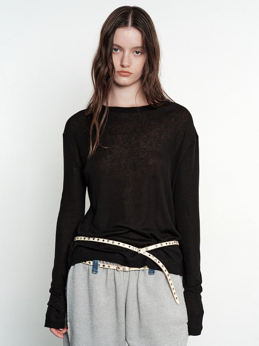 [MARGESHERWOOD] LOOSE LONG SLEEVE T-SHIRT_black