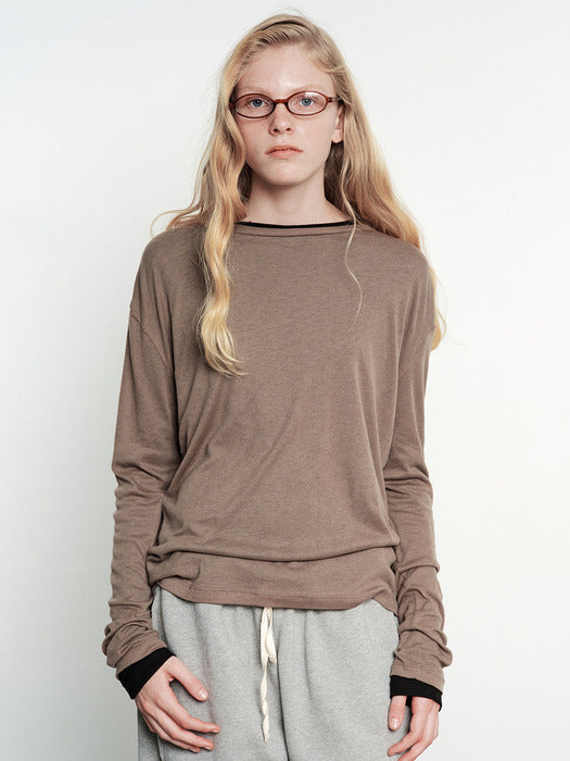 [MARGESHERWOOD] LOOSE LONG SLEEVE T-SHIRT_brown