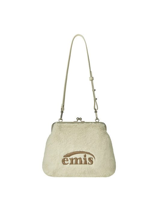 [emis] FUR FRAME PURSE BAG-BEIGE