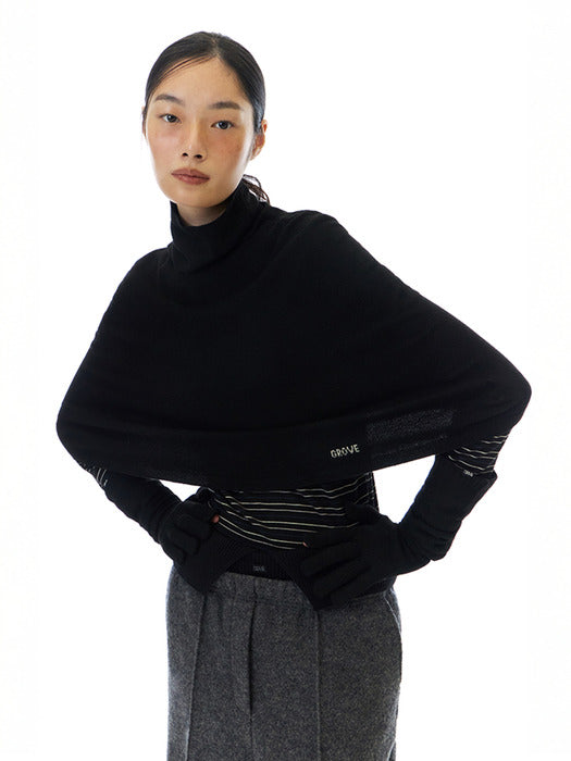 Grove 25Wt Evelyn Knit Cape (Black)
