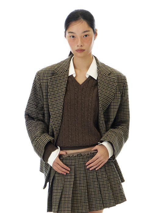 Grove 25Wt Haze Check Jacket (Beige)