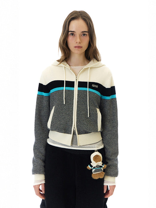 Grove 25Wt Peak Knit Zip-UP (Ivory Stripe)