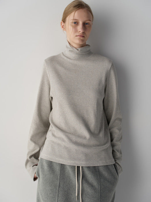Facade Pattern Striped Roll-Neck Top