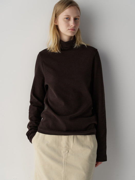 Facade Pattern Striped Roll-Neck Top