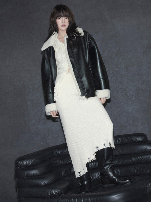 [raive] Waist-Point Unbalance Knit Skirt VK5WS299_2color