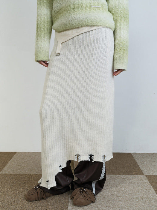 [raive] Waist-Point Unbalance Knit Skirt VK5WS299_2color