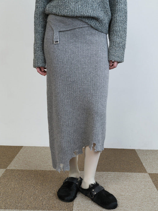 [raive] Waist-Point Unbalance Knit Skirt VK5WS299_2color