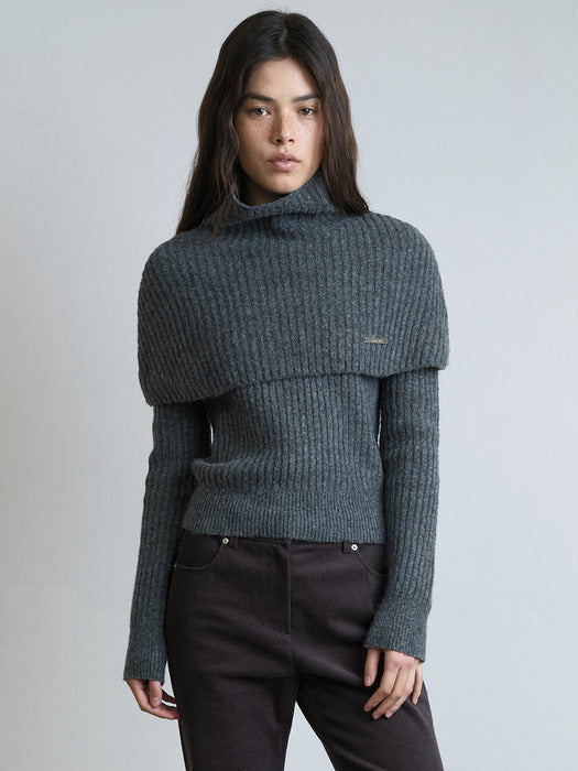 [raive] Turtle-neck Warmer Set Knit VK5WP294_2color