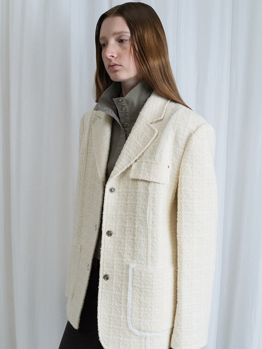 [raive] Quilted-lining Tweed Jacket VW5WJ246_2color