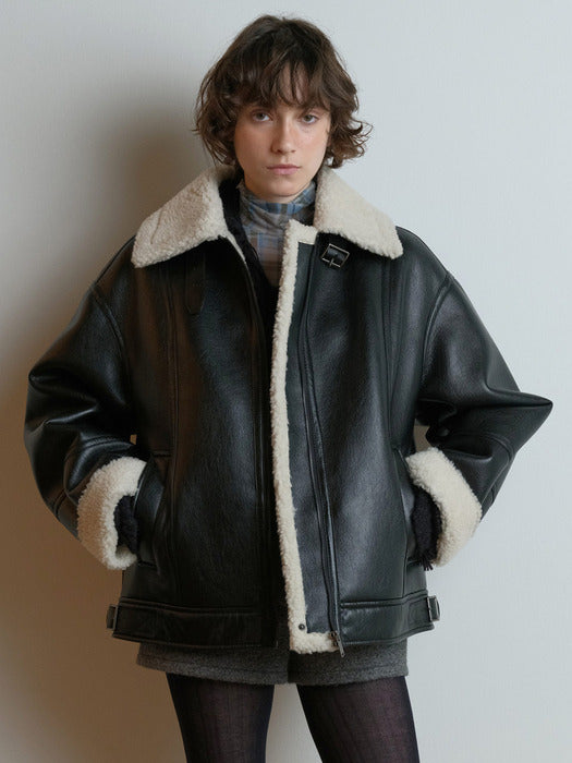 [raive] Shearling Mustang Jacket in Black VM5WM015-10