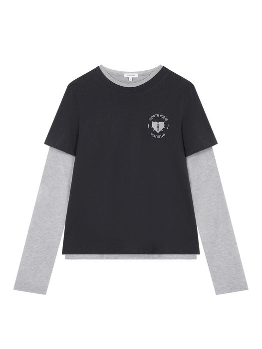 Vunque Romantic Goth Layered T-shirt Grey
