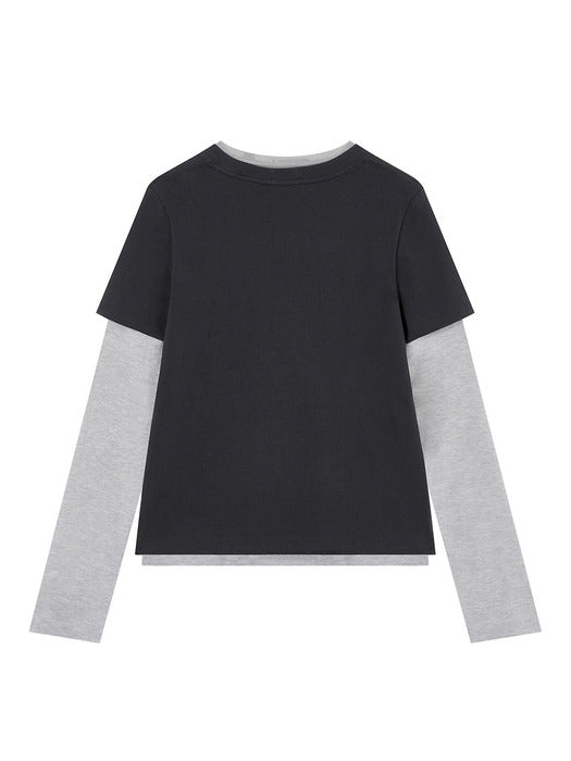 Vunque Romantic Goth Layered T-shirt Grey