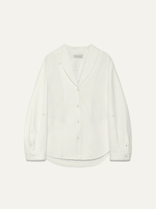 Kindersalmon Marcella Shawl Collar Shirt Off-White
