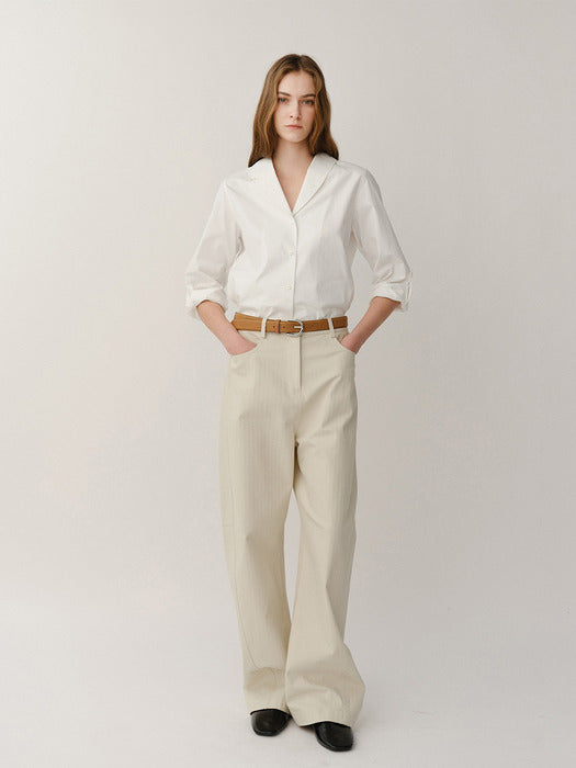 Kindersalmon Marcella Shawl Collar Shirt Off-White