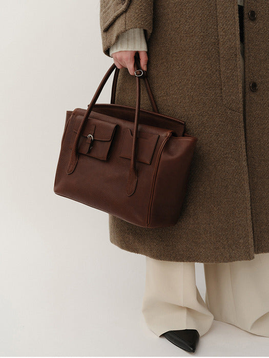 Kindersalmon Tessa Leather Tote Bag Dried Plum (From Italy)