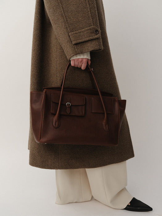 Kindersalmon Tessa Leather Tote Bag Dried Plum (From Italy)