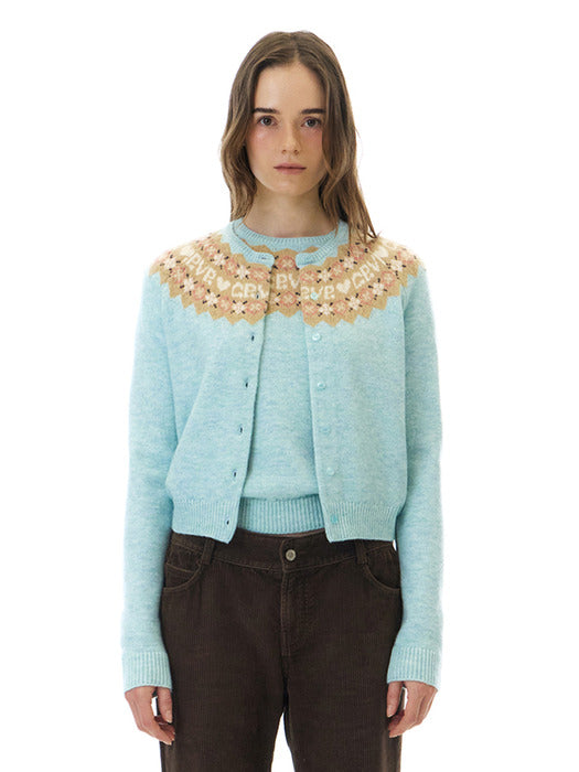 Grove 25Wt Bona Nordic Knit Cardigan (Light Blue)