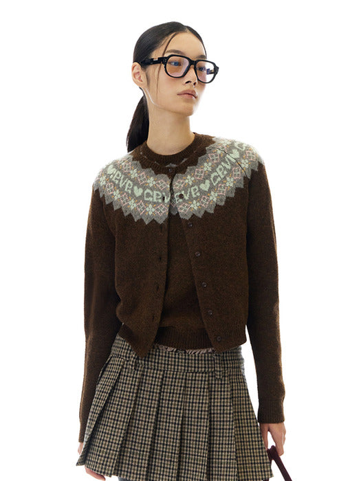 Grove 25Wt Bona Nordic Knit Cardigan (Brown)
