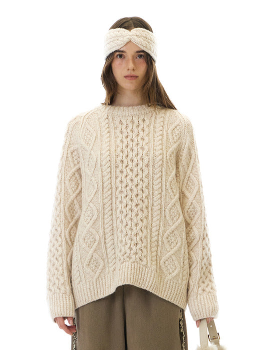 [grove] 25Wt Skadi Cable Knit (Ivory)