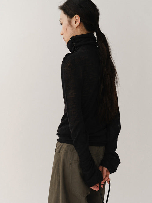 Kindersalmon Wholegarment Turtleneck Black