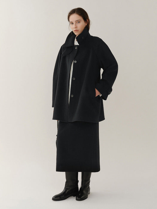 Kindersalmon Cassia Half Coat Black