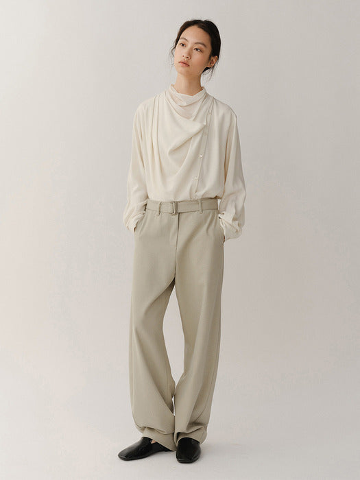 Kindersalmon Belted Curve Pants Sage Taupe