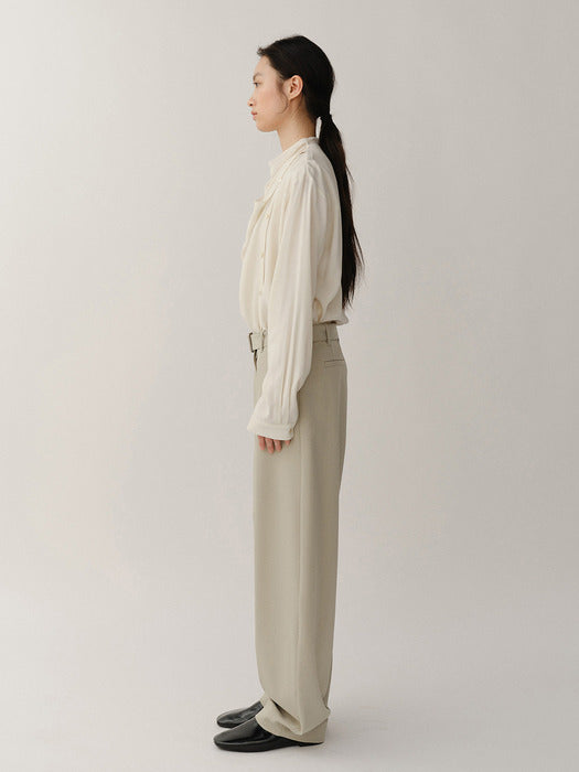Kindersalmon Belted Curve Pants Sage Taupe