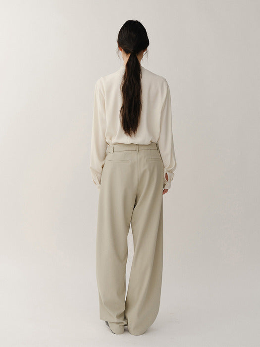 Kindersalmon Belted Curve Pants Sage Taupe