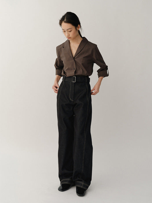 Kindersalmon Belted Curve Pants Denim
