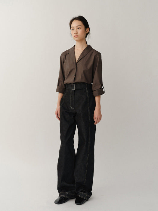 Kindersalmon Belted Curve Pants Denim
