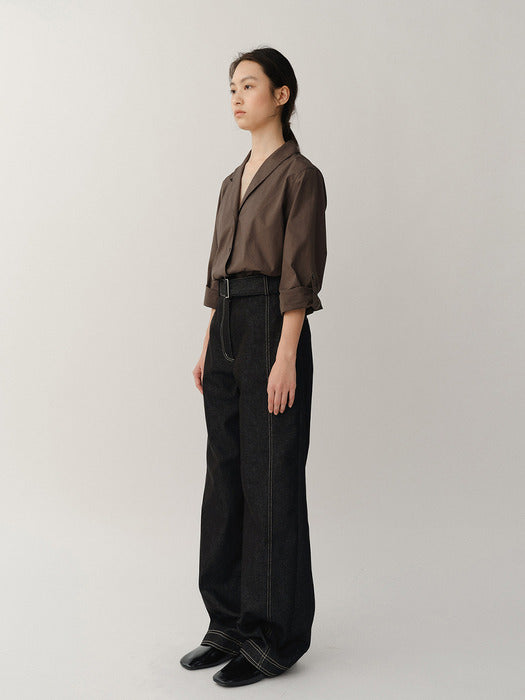 Kindersalmon Belted Curve Pants Denim
