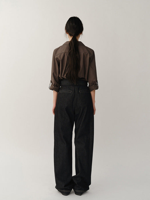 Kindersalmon Belted Curve Pants Denim
