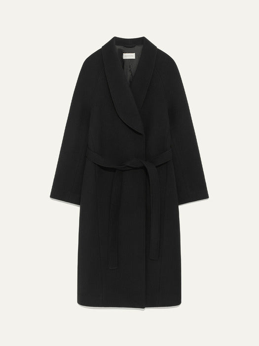 Kindersalmon Vera Shawl Collar Coat Black