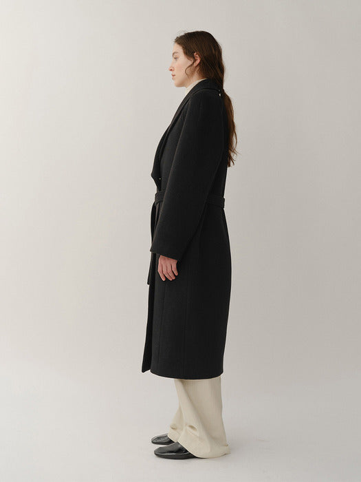 Kindersalmon Vera Shawl Collar Coat Black