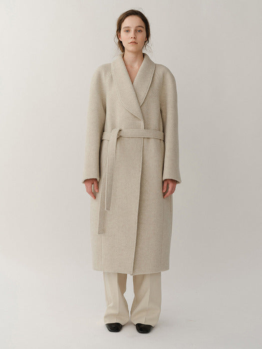 Kindersalmon Vera Shawl Collar Coat Pale Melange