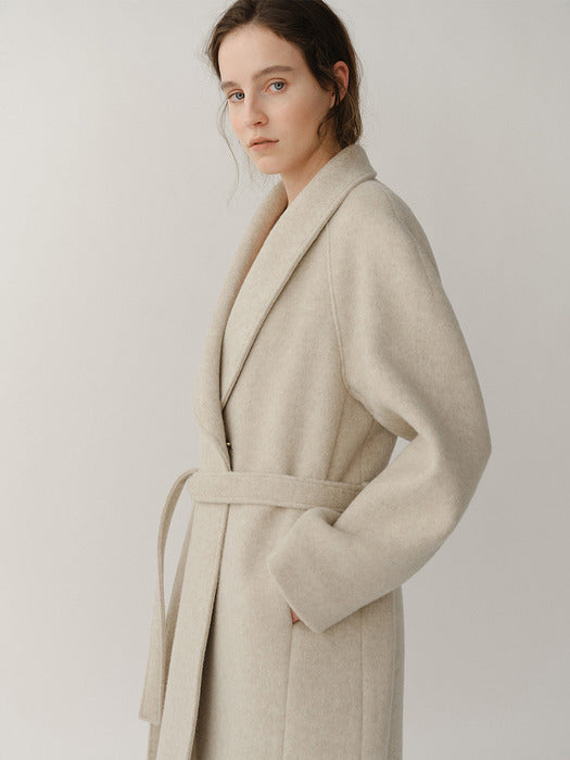 Kindersalmon Vera Shawl Collar Coat Pale Melange