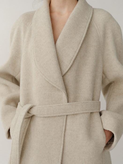 Kindersalmon Vera Shawl Collar Coat Pale Melange