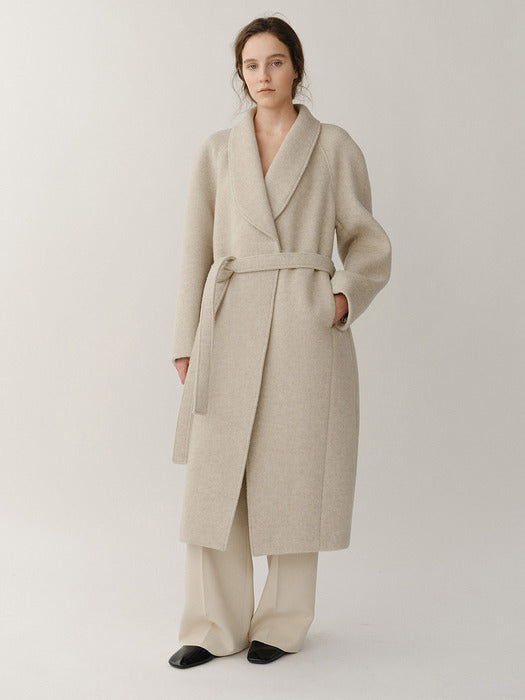 Kindersalmon Vera Shawl Collar Coat Pale Melange