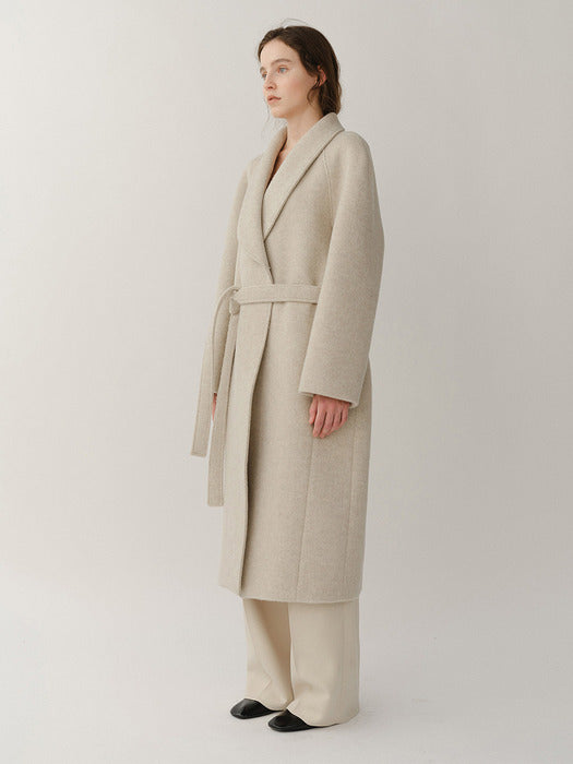 Kindersalmon Vera Shawl Collar Coat Pale Melange