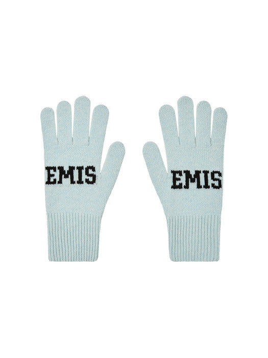 Emis Logo Finger Gloves-Light Blue