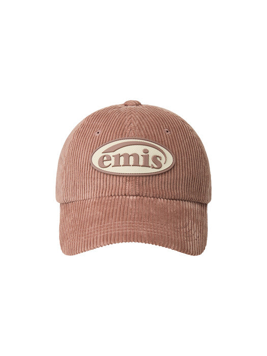 Emis Rubber Patch Corduroy Ball Cap-Pink
