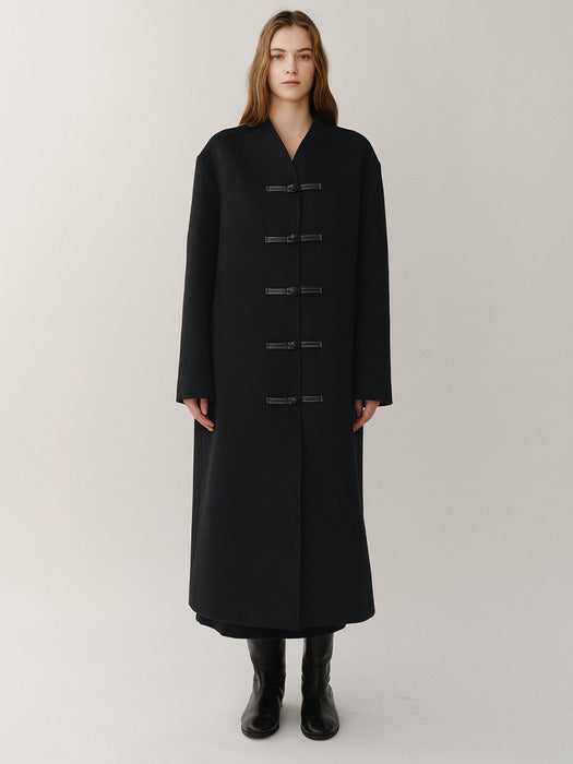 [Kindersalmon] Madarin Wool Coat Black