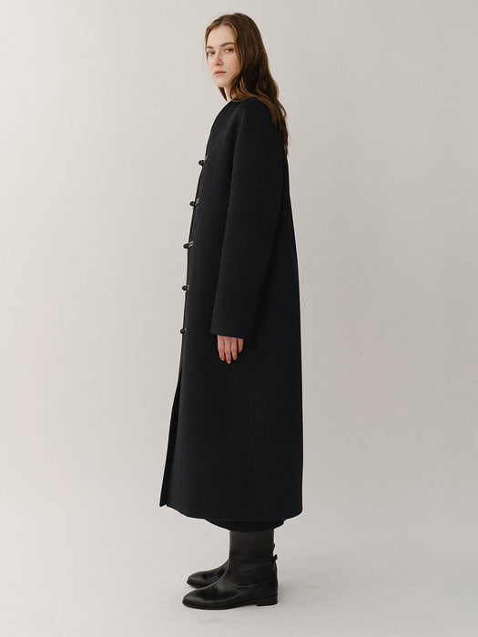 [Kindersalmon] Madarin Wool Coat Black